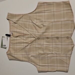 DIVIDED H&M suit vest tan plaid size M
